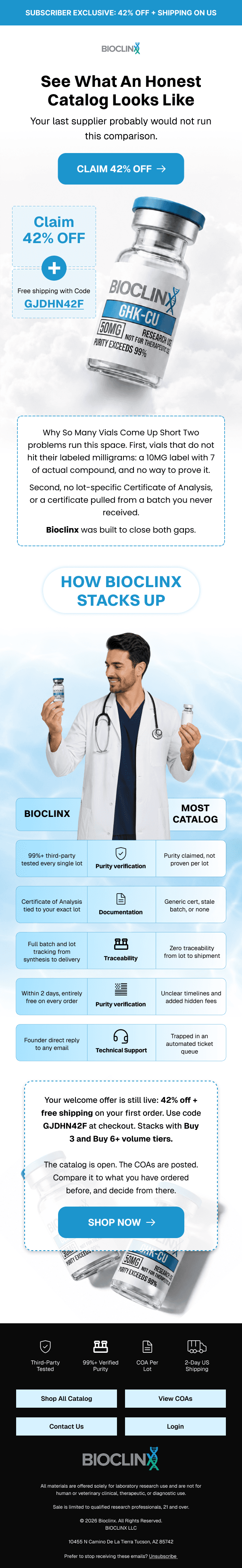 Bioclinx catalogue email